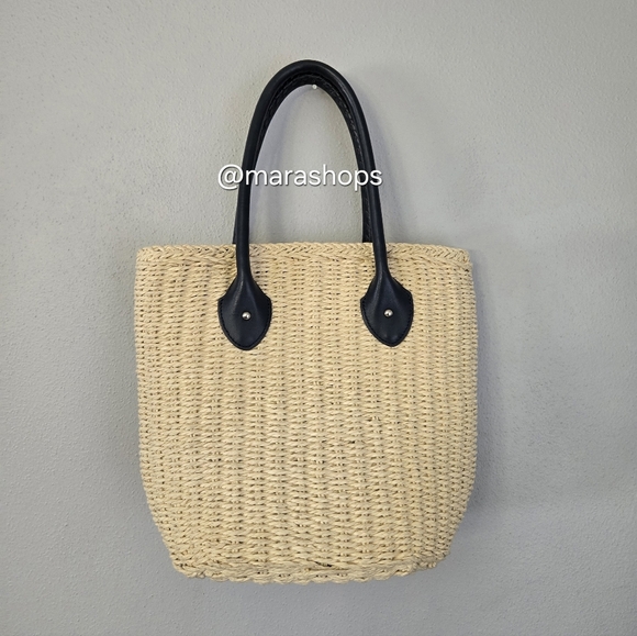 Brooks Brothers Straw Tote Bucket Bag - Picture 2 of 9